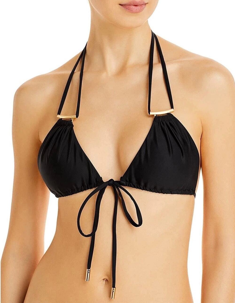 Cult Gaia Women's Liza Black Triangle Bikini Top Swimwear Size M